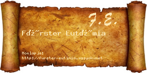 Fürster Eutímia névjegykártya